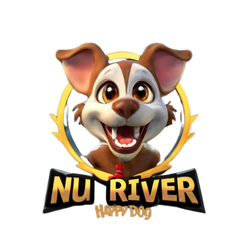 nu river happy dog logo